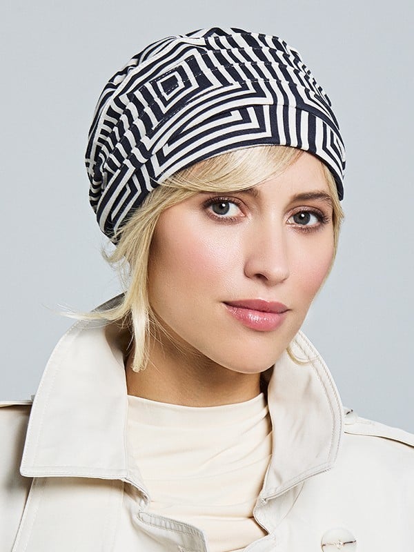 Turban chimio Medea Gisela Mayer, motifs géométriques, intérieur bambou