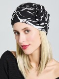 Turban Anna Printed Gisela Mayer : turban chimio imprimé avec fleur, doublure bambou douce et respirante