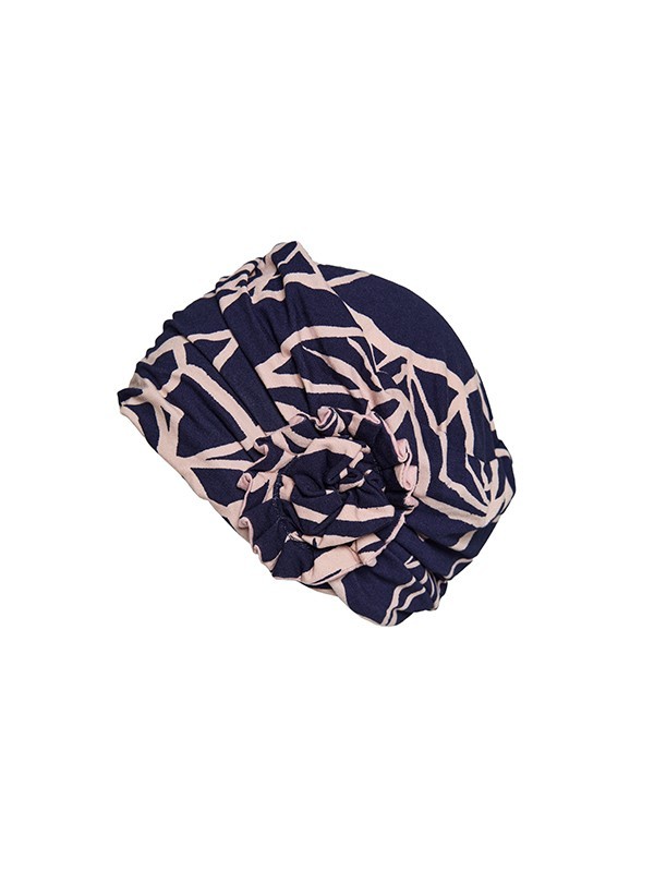 Turban Anna Printed Gisela Mayer : turban chimio imprimé avec fleur, doublure bambou douce et respirante