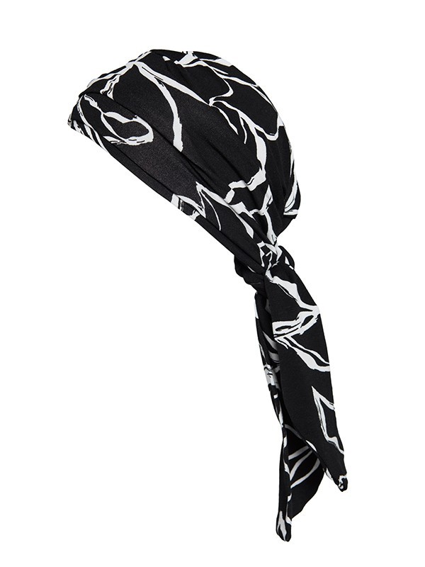 Turban Madrid Printed Gisela Mayer, turban-foulard chimio en viscose douce à imprimé, confortable et facile à nouer.