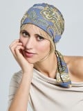 Turban Madrid Printed Gisela Mayer, turban-foulard chimio en viscose douce à imprimé, confortable et facile à nouer.