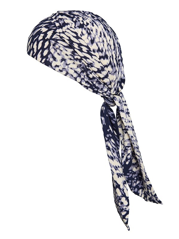 Turban Madrid Printed Gisela Mayer, turban-foulard chimio en viscose douce à imprimé, confortable et facile à nouer.