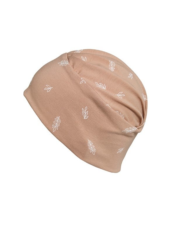 Bonnet de nuit Mia Gisela Mayer en coton, imprimé plumes : doux, respirant et anti-transpirant, idéal en cas d’alopécie ou chimi