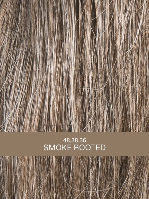 Perruque Elite Mono Part : carré lisse mi-long, frange modulable grâce au tulle cinéma, effet naturel, couleurs rooted/mix