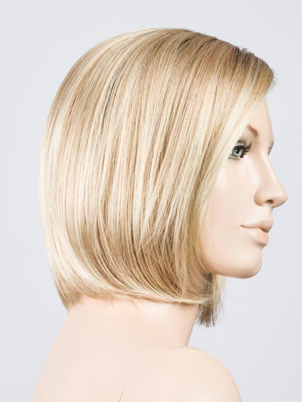 Perruque Elite Small Mono Part petite taille 53-54 cm, carré mi-long lisse à frange modulable, effet naturel