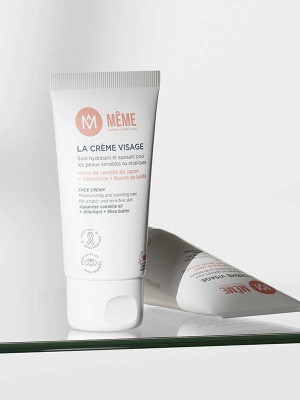 Crème Visage MÊME 50ml : soin hydratant 98% naturel, fini non gras, pour peau sèche et fragilisée sous traitements anticancéreux