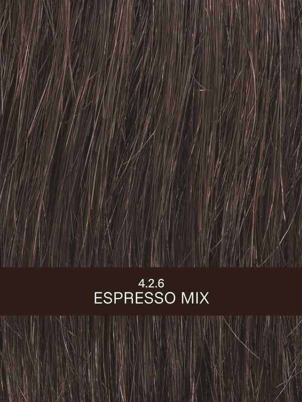 Perruque Rich Mono Ellen Wille : coupe courte dégradée et frange asymétrique, tulle cinéma discret pour un rendu naturel.