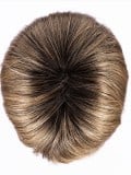 Perruque Sue Mono : carré classique avec frange, effet racines foncées (rooted) et balayage (mix), fibre synthétique légère au r