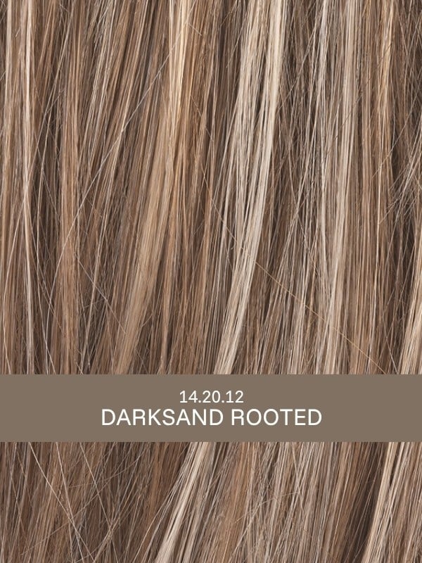 Perruque Sue Mono : carré classique avec frange, effet racines foncées (rooted) et balayage (mix), fibre synthétique légère au r