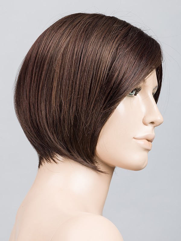 Perruque Talia Mono Part : carré court nuque dégagée, frange de côté, tulle cinéma transparent pour un rendu naturel