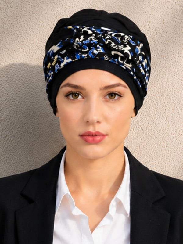 Turban Elsa MM Paris bicolore en bambou, léger, respirant et confortable, taille unique