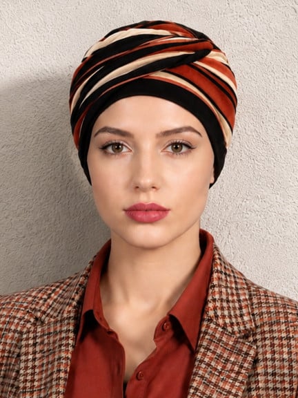 Turban Nadia MMParis : bonnet plissé + bandeau à nouer, confort