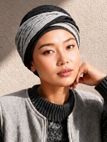 Turban bicolore Leslie MMParis en fibre de bambou, volume léger