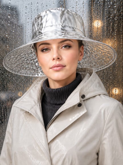 Chapeau de pluie Tiana MM Paris en PVC brillant, taille unique, idéal pour l’automne-hiver. Découvrez les coloris.
