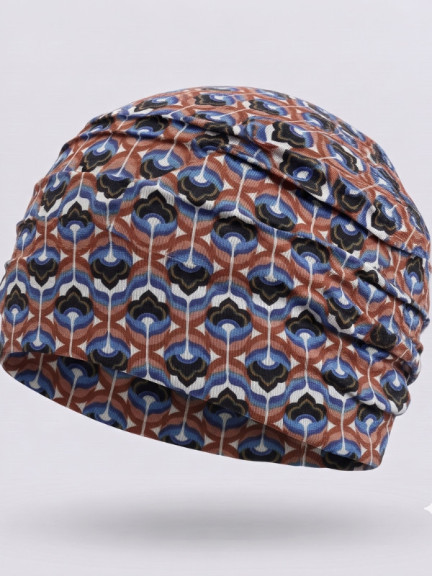 Turban Lora Volume Gisela Mayer imprimé rétro avec plis et effet volume, doublure douce en viscose de bambou