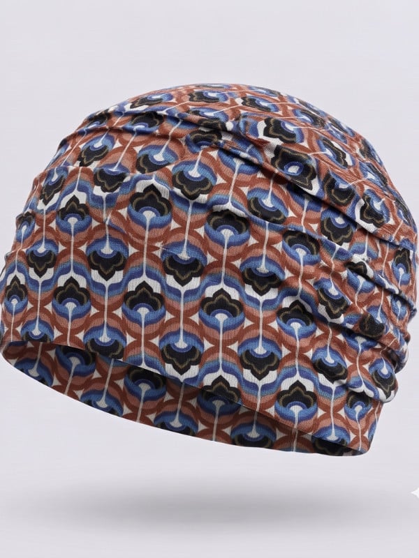 Turban Lora Volume Gisela Mayer imprimé rétro avec plis et effet volume, doublure douce en viscose de bambou