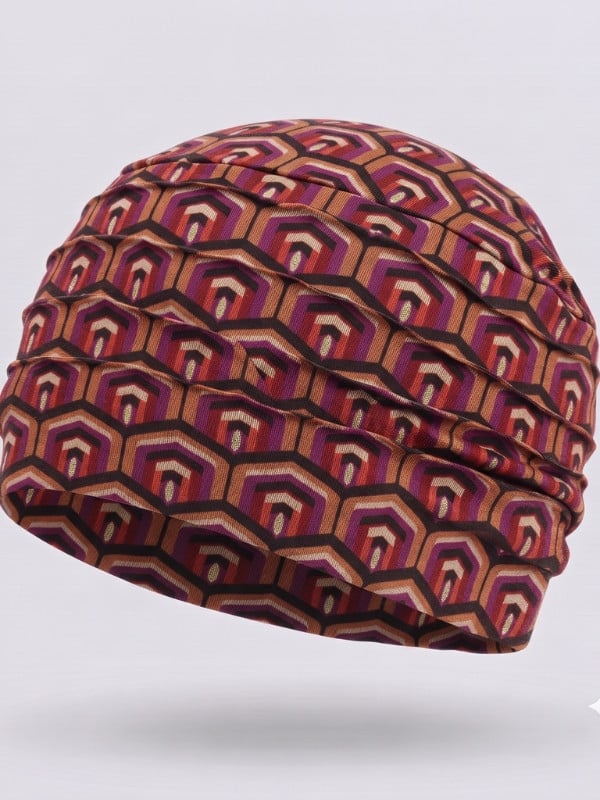 Turban Lora Volume Gisela Mayer imprimé rétro avec plis et effet volume, doublure douce en viscose de bambou