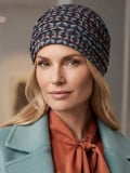 Turban Lora Volume Gisela Mayer imprimé rétro avec plis et effet volume, doublure douce en viscose de bambou
