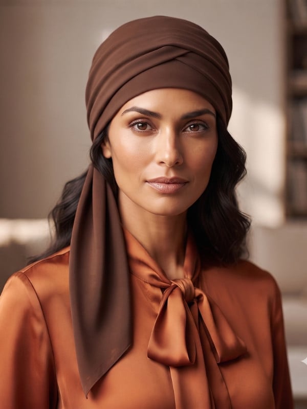 Turban Set Lena Volume Uni Gisela Mayer, couvre-chef deux pièces au coloris uni avec volume naturel et style sobre.