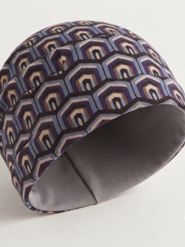 Turban Set Lena Volume Printed imprimé de Gisela Mayer en deux pièces avec volume, disponible en wine red et blue jeans