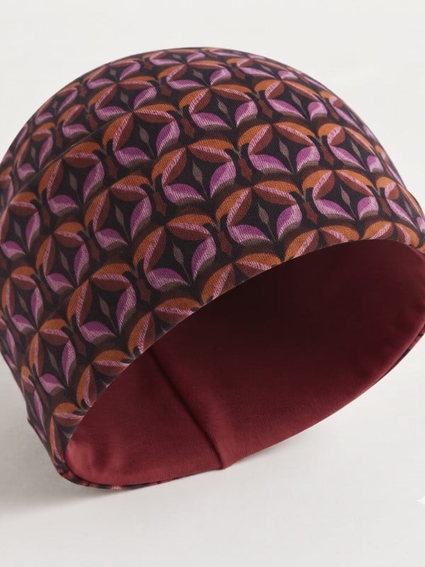 Turban Set Lena Volume Printed imprimé de Gisela Mayer en deux pièces avec volume, disponible en wine red et blue jeans