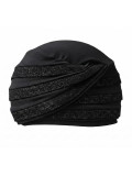 Turban Nabea Gisela Mayer à bandes de couleurs superposées, doux et respirant en bambou, pour un style confortable au quotidien.