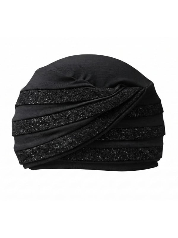 Turban Nabea Gisela Mayer à bandes de couleurs superposées, doux et respirant en bambou, pour un style confortable au quotidien.