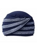 Turban Nabea Gisela Mayer à bandes de couleurs superposées, doux et respirant en bambou, pour un style confortable au quotidien.