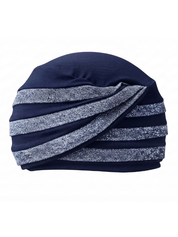 Turban Nabea Gisela Mayer à bandes de couleurs superposées, doux et respirant en bambou, pour un style confortable au quotidien.