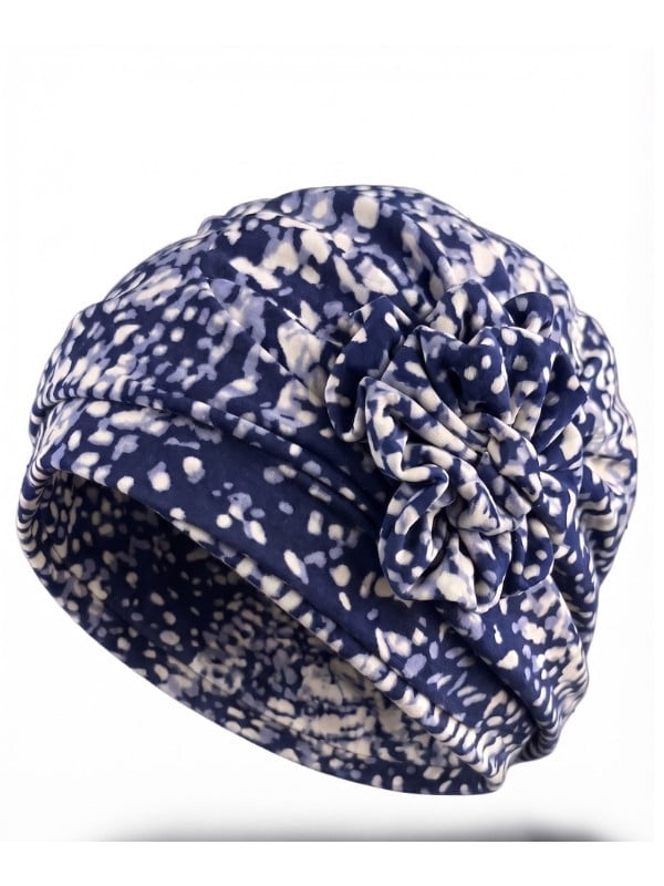 Turban Anna Printed Gisela Mayer à imprimé avec fleur décorative, doux et respirant en bambou/viscose pour un confort au quotidi