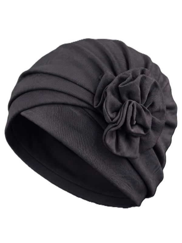 Turban Anna Gisela Mayer en viscose avec fleur décorative, turban classique confortable et féminin à enfiler simplement