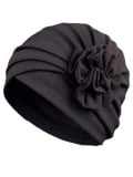 Turban Anna Gisela Mayer en viscose avec fleur décorative, turban classique confortable et féminin à enfiler simplement