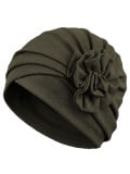 Turban Anna Gisela Mayer en viscose avec fleur décorative, turban classique confortable et féminin à enfiler simplement
