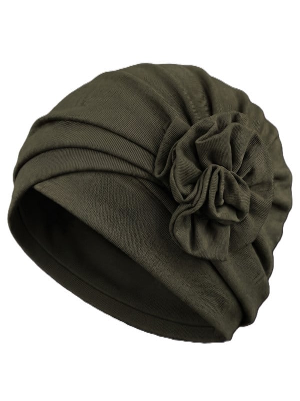 Turban Anna Gisela Mayer en viscose avec fleur décorative, turban classique confortable et féminin à enfiler simplement
