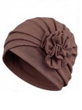 Turban Anna Gisela Mayer en viscose avec fleur décorative, turban classique confortable et féminin à enfiler simplement