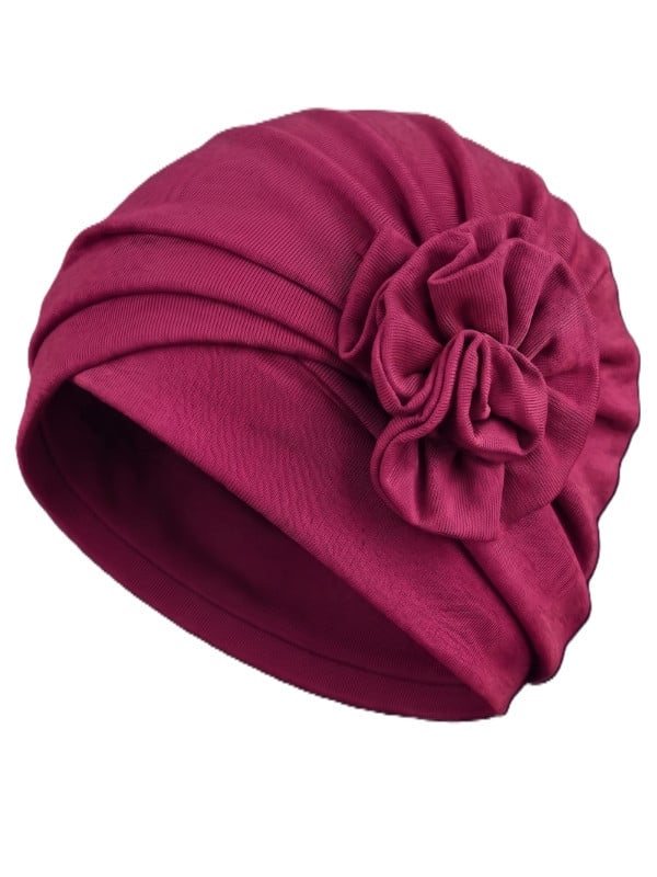 Turban Anna Gisela Mayer en viscose avec fleur décorative, turban classique confortable et féminin à enfiler simplement