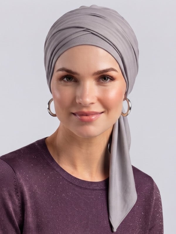 Turban Madrid Gisela Mayer en viscose douce, turban à nouer confortable et féminin, taille unique, pour cuir chevelu sensible. D