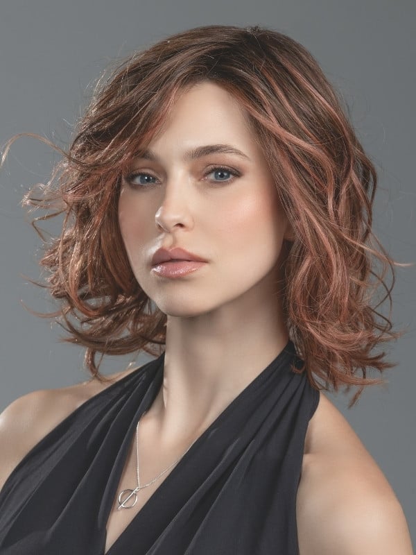 Perruque Delight Mono Part Ellen Wille carré long ondulé en fibre synthétique avec lace front extra long, effet naturel et fémin