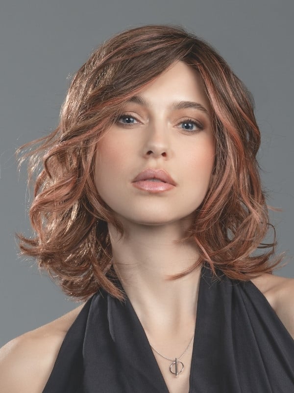 Perruque Delight Mono Part Ellen Wille carré long ondulé en fibre synthétique avec lace front extra long, effet naturel et fémin