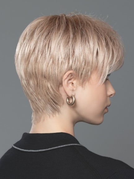 Perruque Elan Ellen Wille coupe Pixie courte en fibre synthétique résistante à la chaleur, avec lace front et frange asymétrique