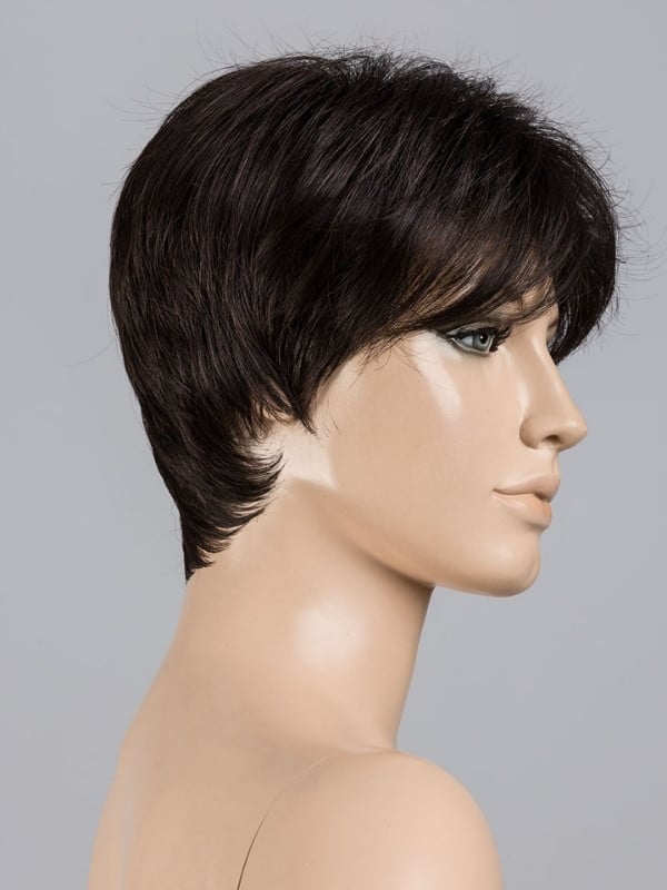 Perruque Elan Ellen Wille coupe Pixie courte en fibre synthétique résistante à la chaleur, avec lace front et frange asymétrique