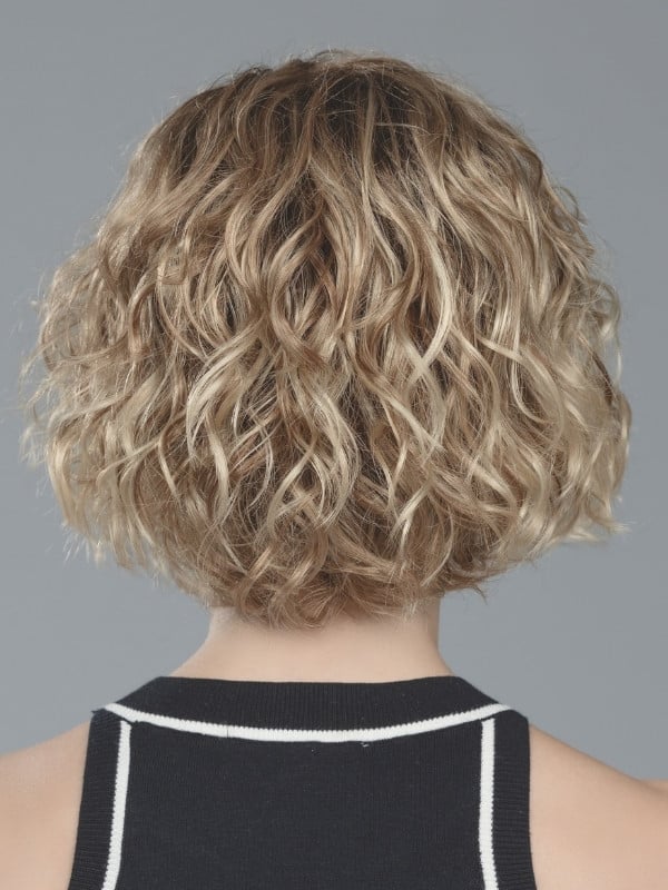 Perruque Turn Mono Part Ellen Wille courte bouclée en fibre synthétique avec lace front et raie semi mono-filament, effet nature