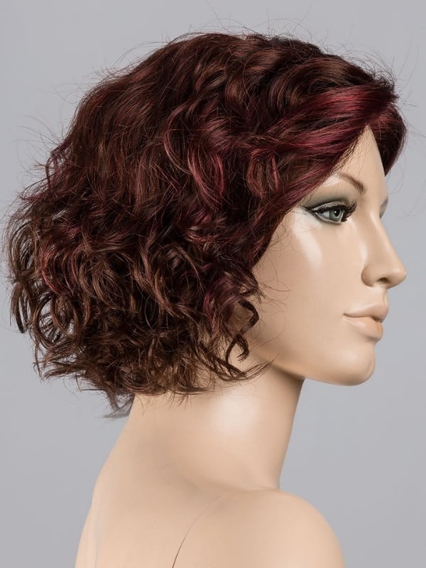 Perruque Turn Mono Part Ellen Wille courte bouclée en fibre synthétique avec lace front et raie semi mono-filament, effet nature