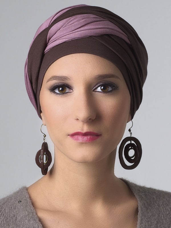 Turban Leslie MMParis bicolore, fibre de bambou : léger, doux, facile à nouer, effet volume et look naturel.
